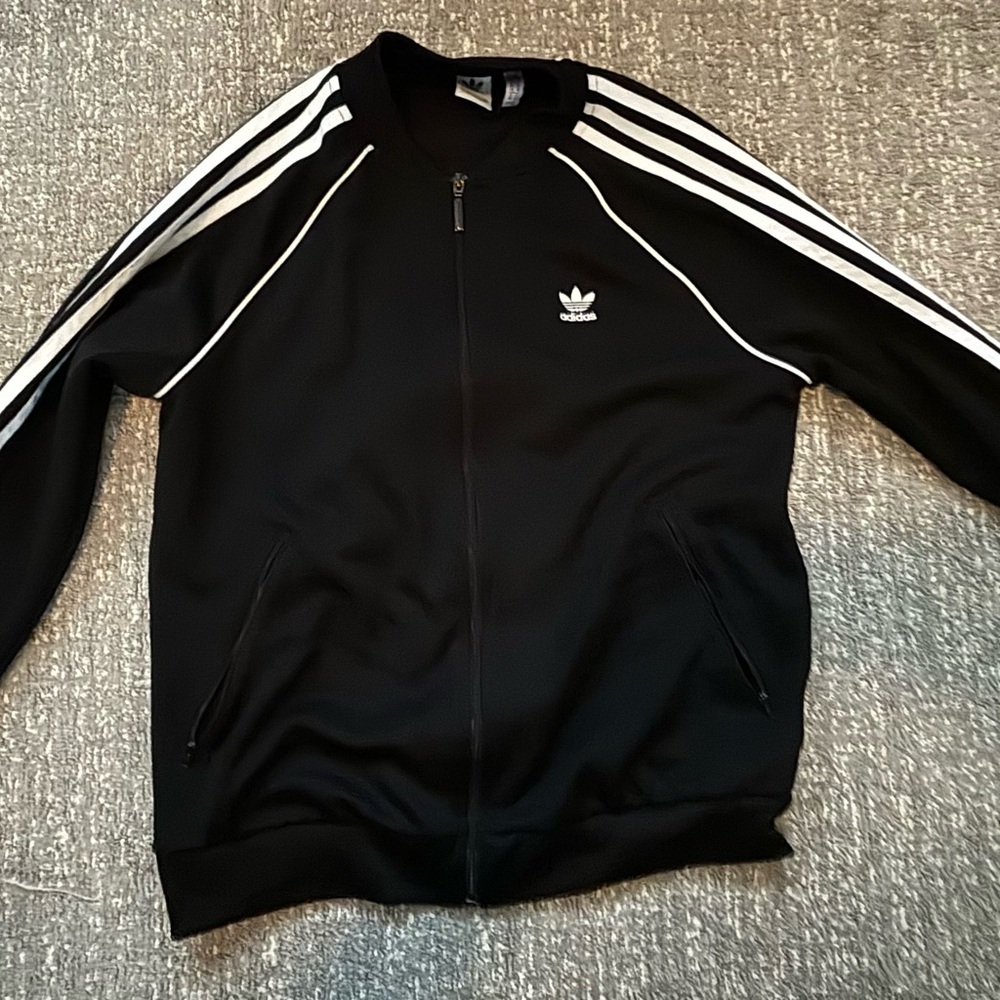 Adidas three stripe zip-up track jacket women size Medium M